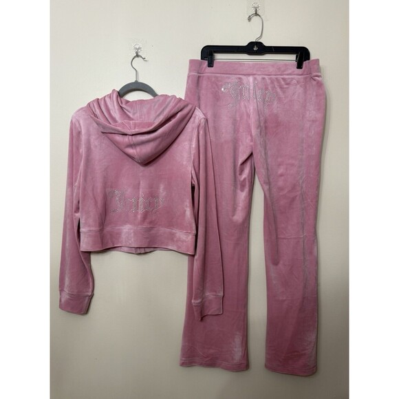 Juicy Couture Women's size L Pants Hoodie color：Rose MSRP $199 NWT - Picture 1 of 5